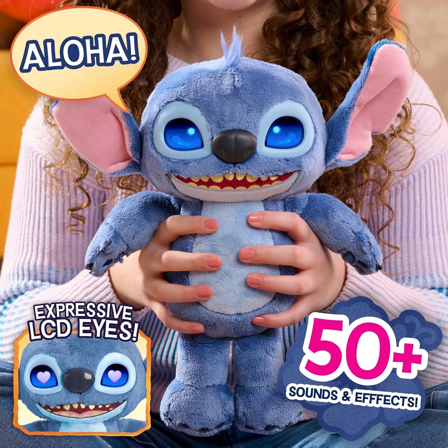 Peluche interactivo de 14 pulgadas, más de 50 sonidos y frases, ojos LCD