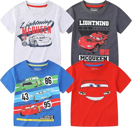 Disney Pixar Cars Lightning McQueen - Paquete de 4 camisetas