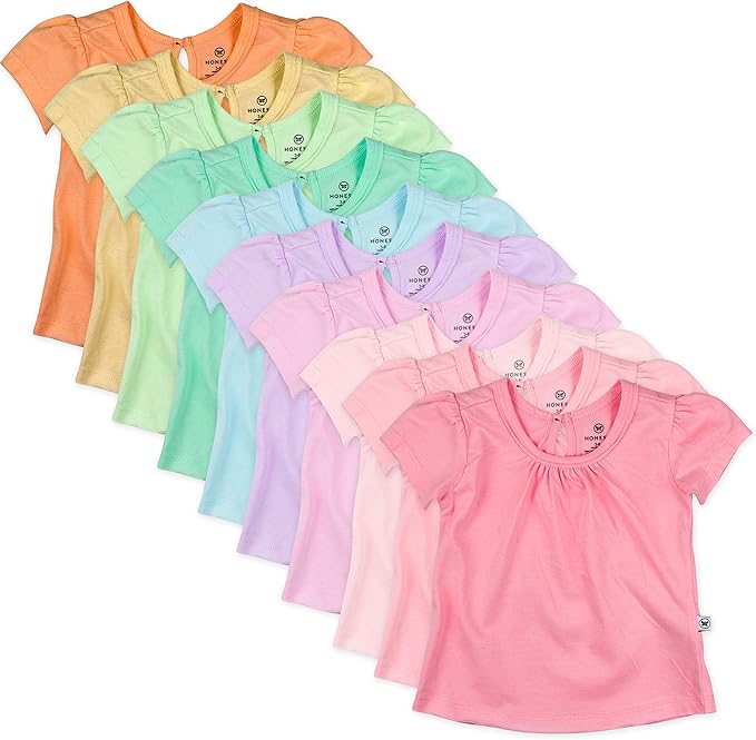 HonestBaby Camisetas de manga abullonada 100% algodón