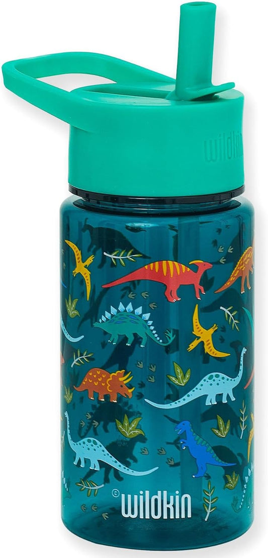 Wildkin Botella de agua de plástico dinosaurios 