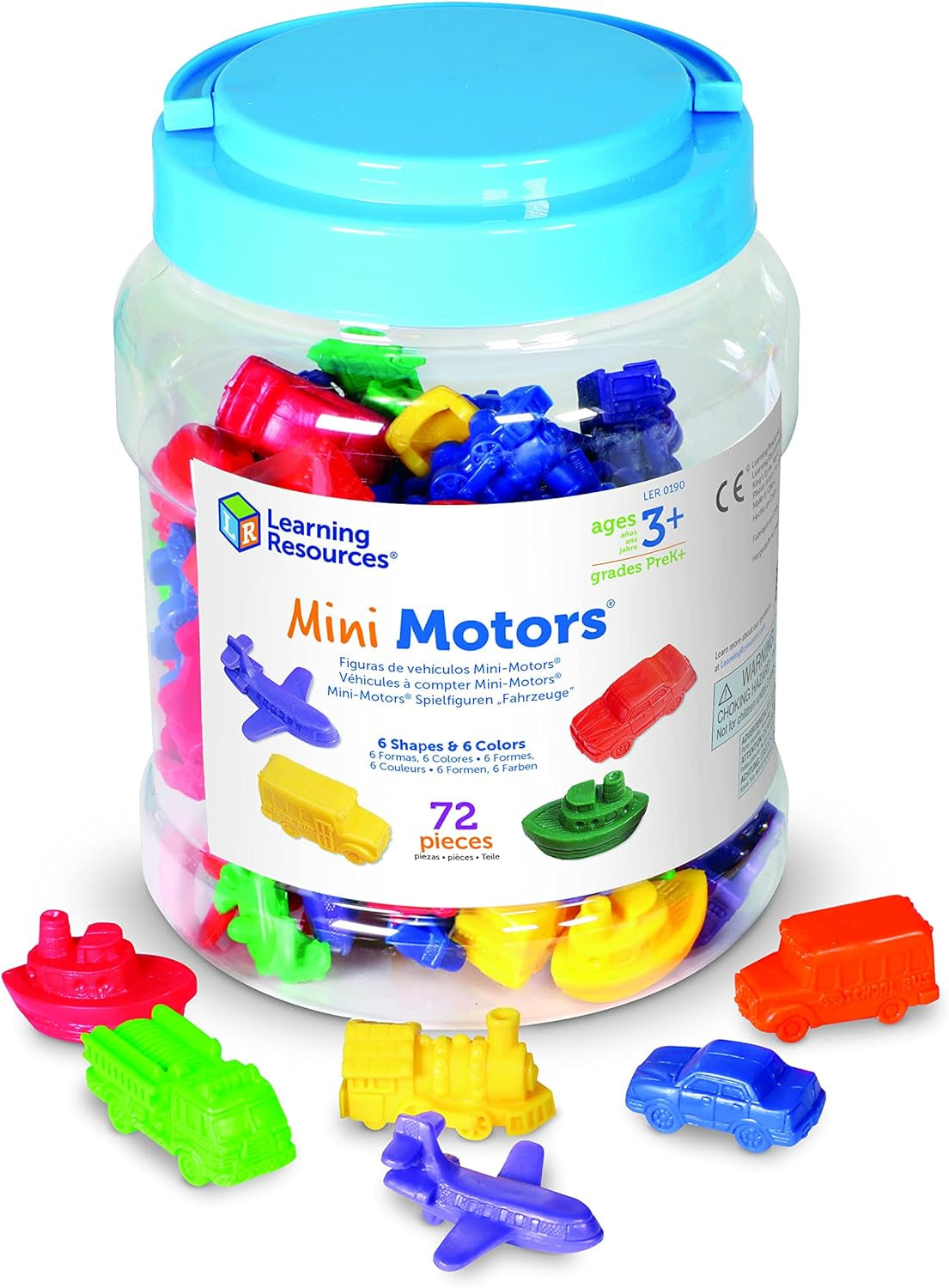 Learning Resources Mini Motors divertido juego para contar y clasificar, juego de 72 piezas