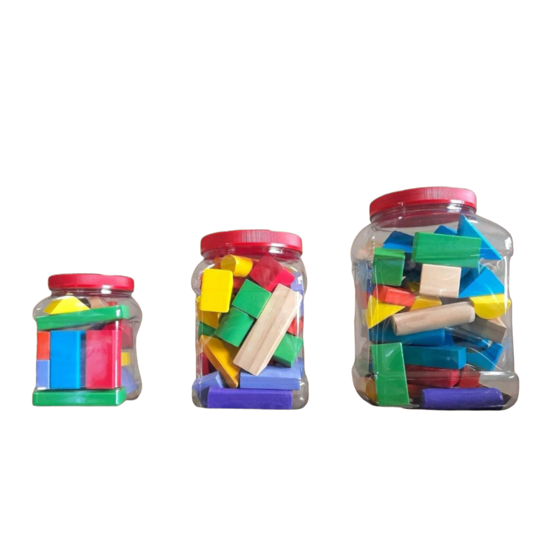 Bloque de madera con recipiente de plástico para almacenamiento Pequeño 18 piezas