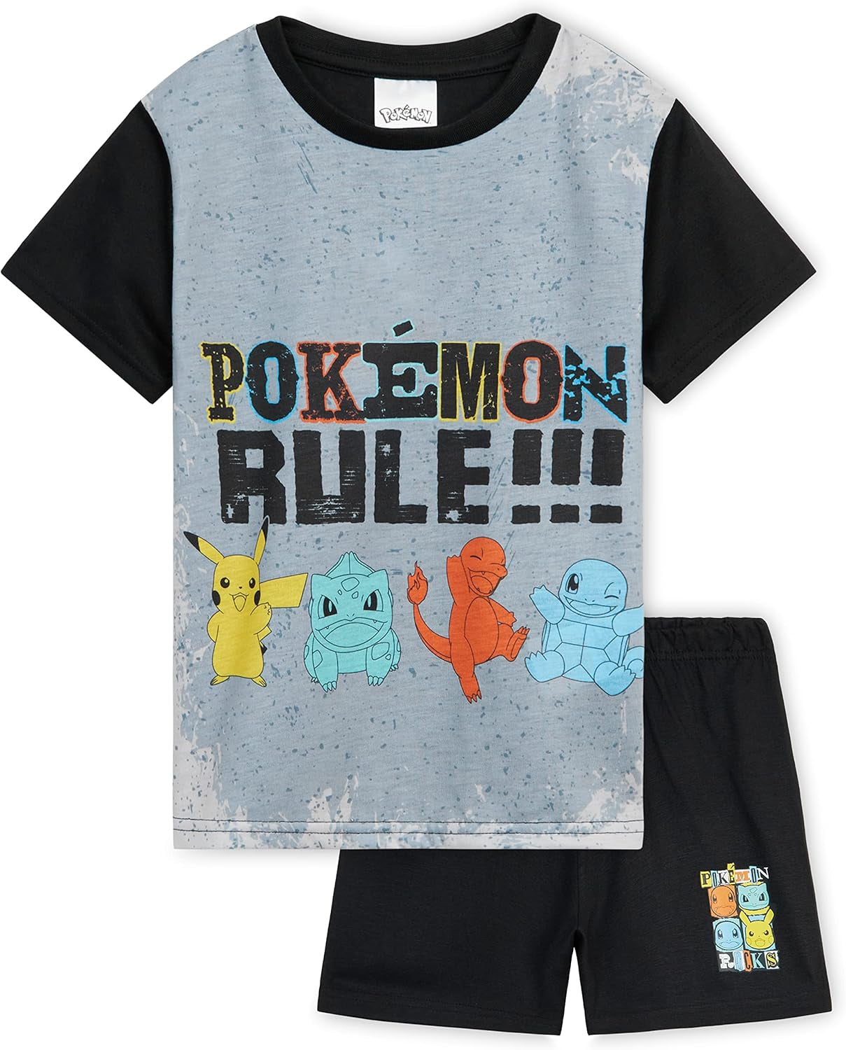 Pokemon Pijamas para niños y adolescentes, camiseta y pantalones cortos