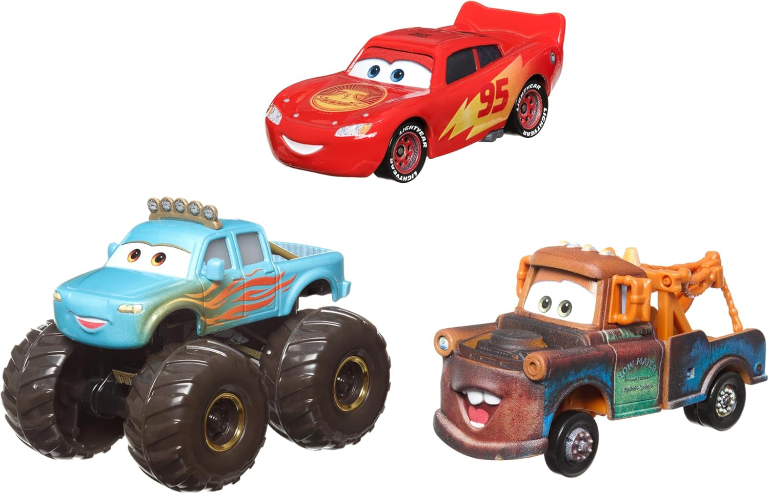 Mattel Disney Pixar Cars Mini Racers - Paquete de 3 autos y camiones