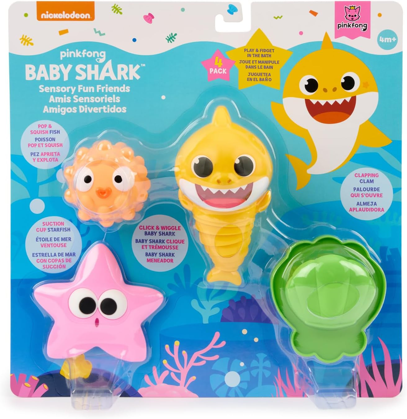 Juguete Baby Shark paquete de 4, juguetes para ansiedad