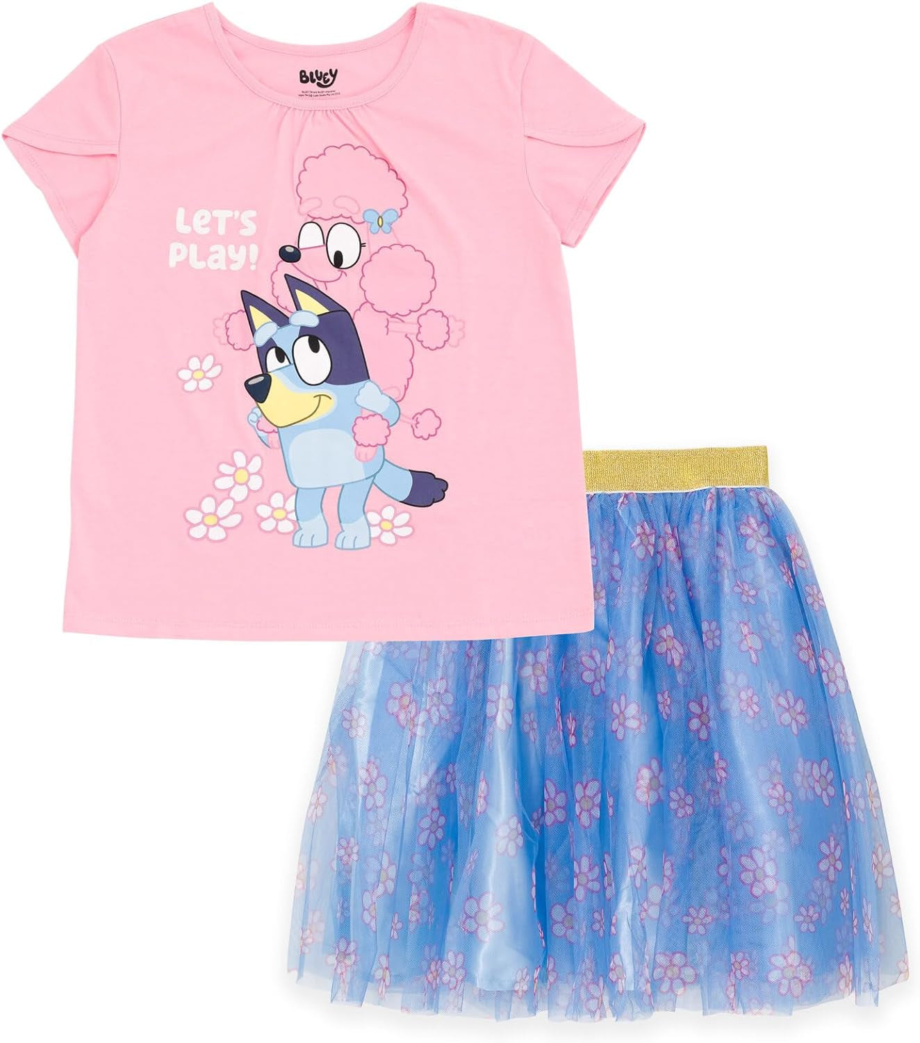 Bluey Camiseta floral Coco y falda de malla