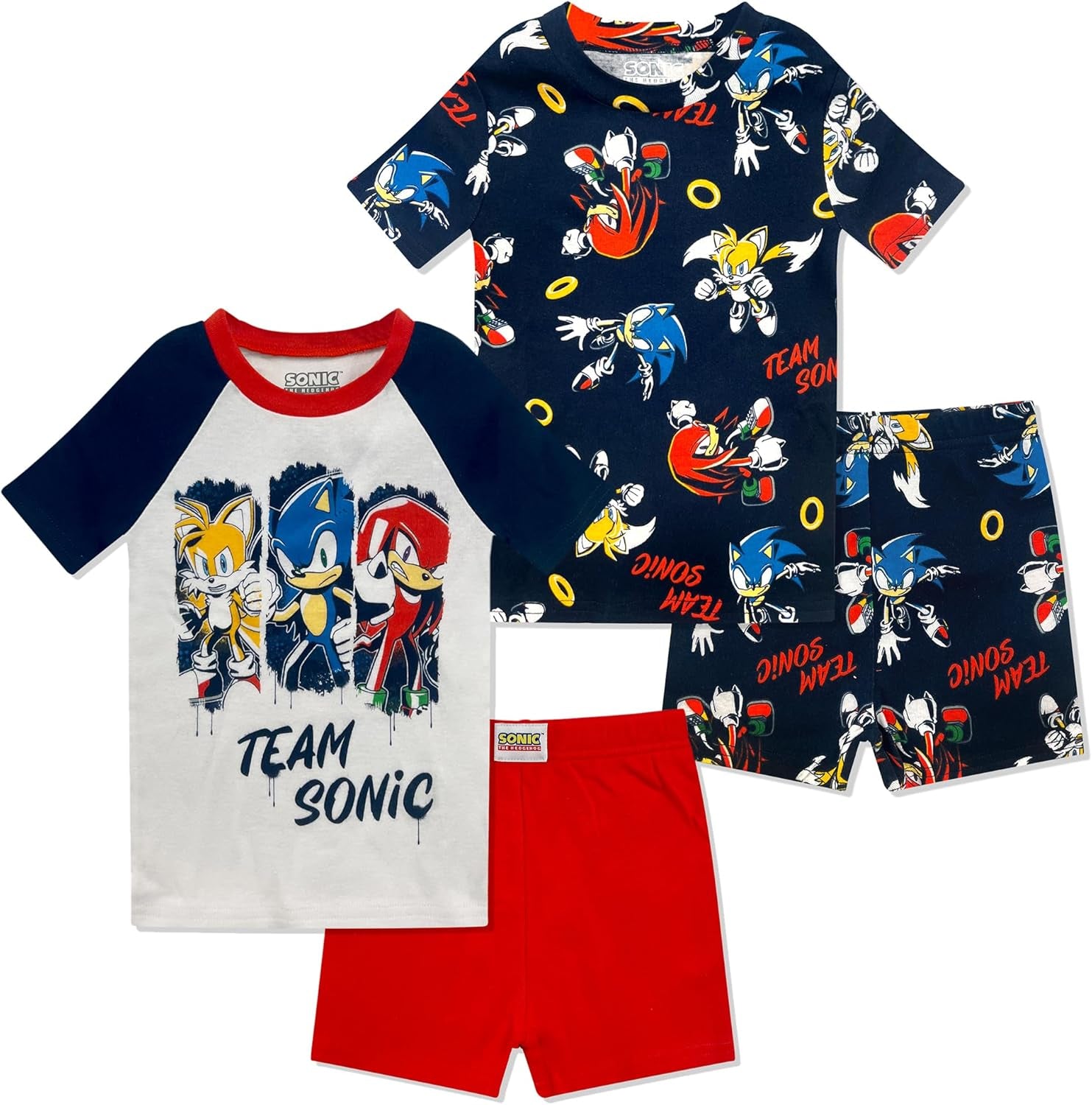 Sonic Conjunto de pijama para niños, 4 piezas