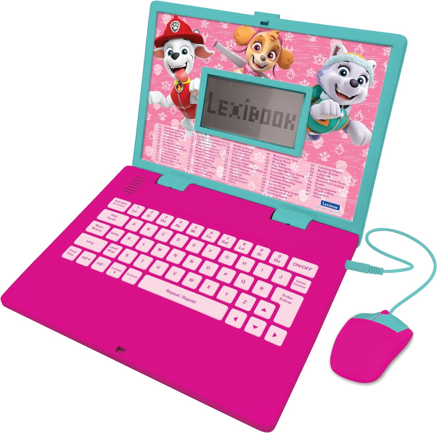 Lexibook, Paw Patrol, portátil educativo y bilingüe en inglés/español