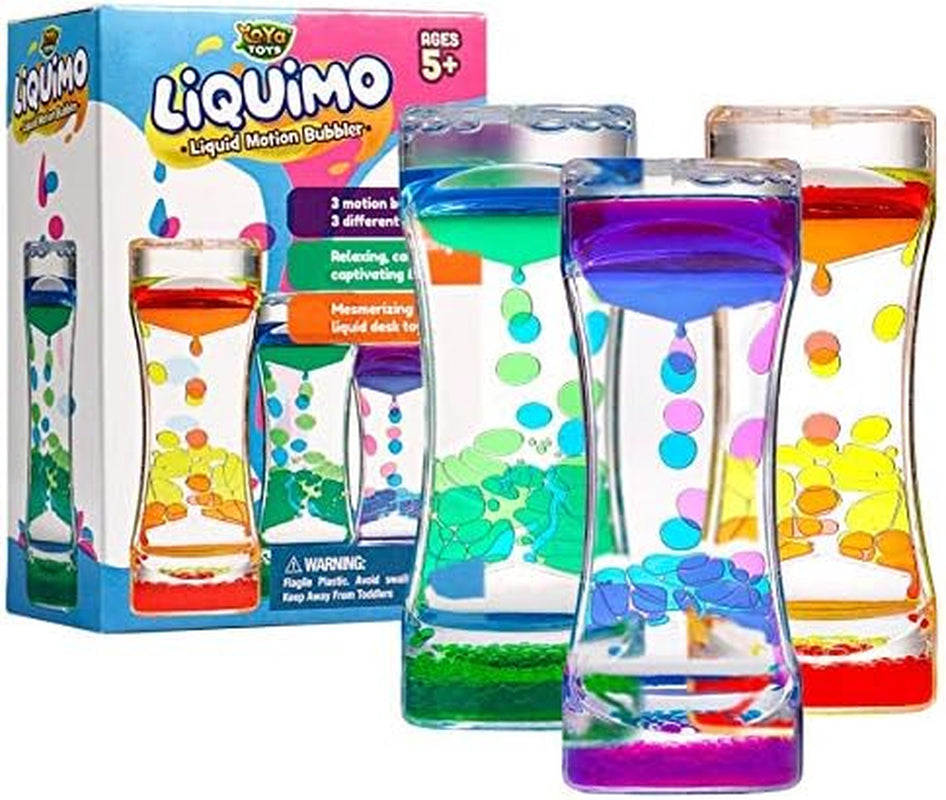 Calmante Liquid Motion Bubbler – Paquete de 3 – Juguetes para niños y adultos – Temporizador de reloj de arena