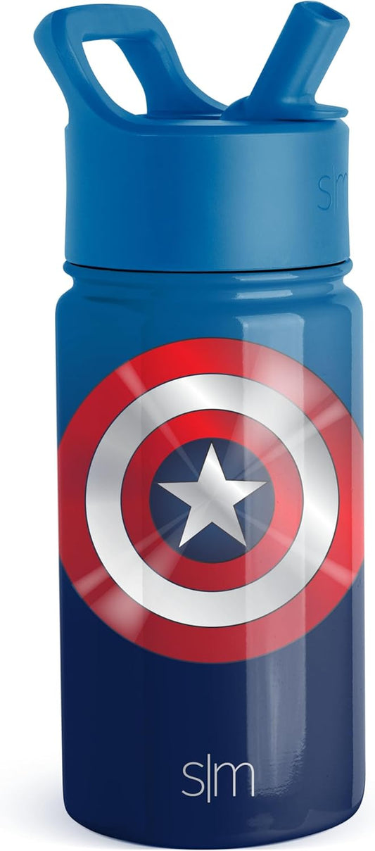 Simple Modern - Botella de agua de acero inoxidable Capitán América de Marvel