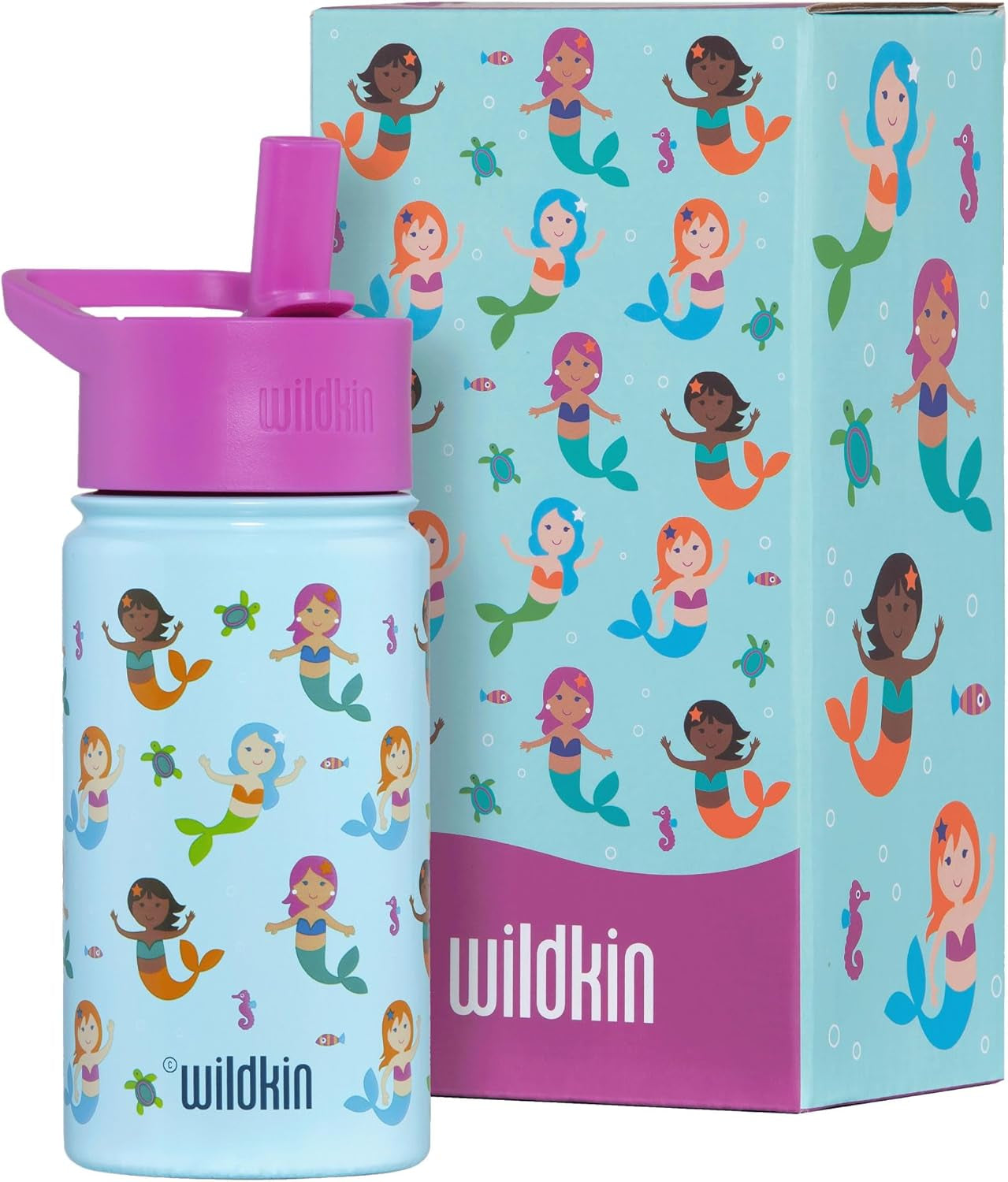 Wildkin Botella de agua reutilizable de acero inoxidable Sirena 