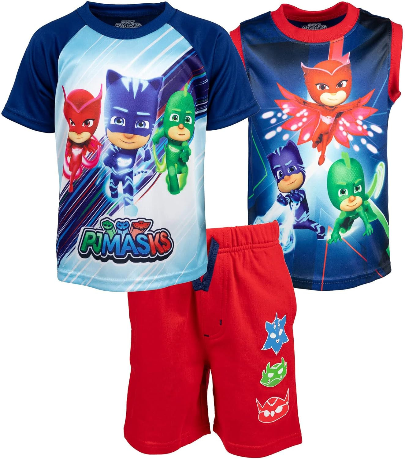 PJ Masks Conjunto de 3 piezas: camiseta sin mangas y pantalones cortos