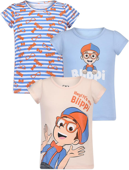 Blippi Paquete de 3 camisas de manga corta