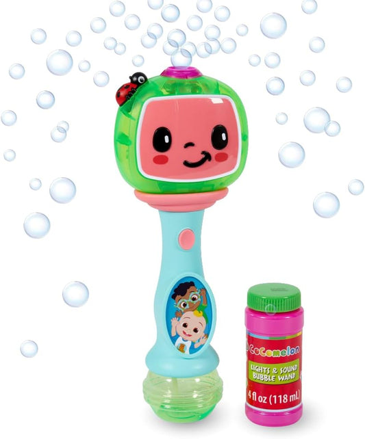 Cocomelon Light and Sound Musical Bubble Wand, Includes Bubble Solution