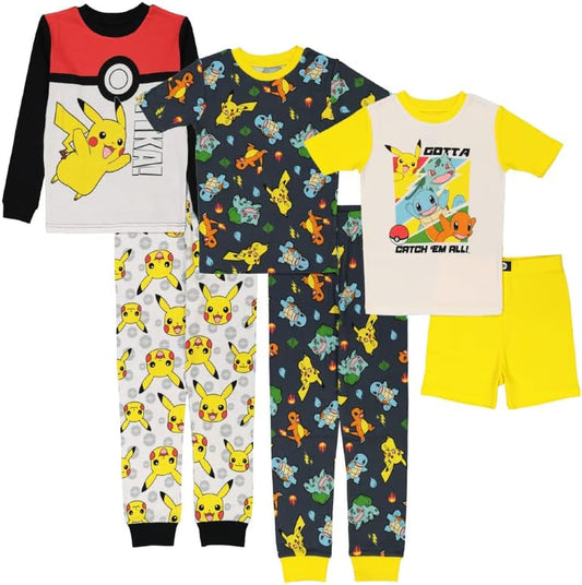 Pokemon Conjunto de pijama de algodón ajustado de 6 piezas 