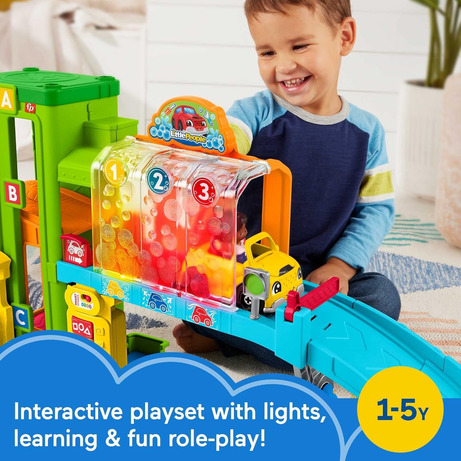 Fisher-Price Little People Garaje de aprendizaje con luces con escenarios inteligentes