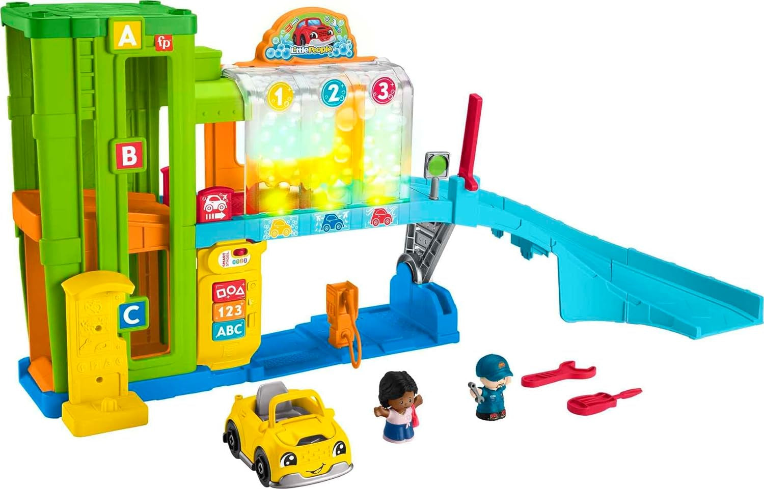 Fisher-Price Little People Garaje de aprendizaje con luces con escenarios inteligentes