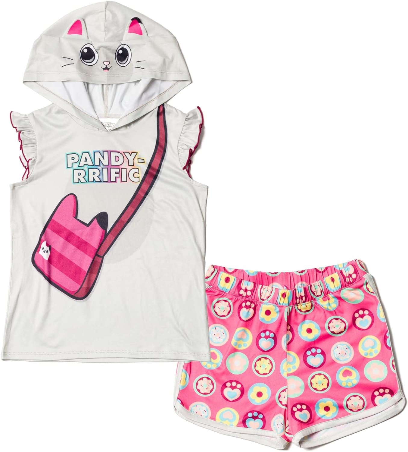 GABBY'S DOLLHOUSE  - Conjunto de camiseta sin mangas con capucha y pantalones cortos