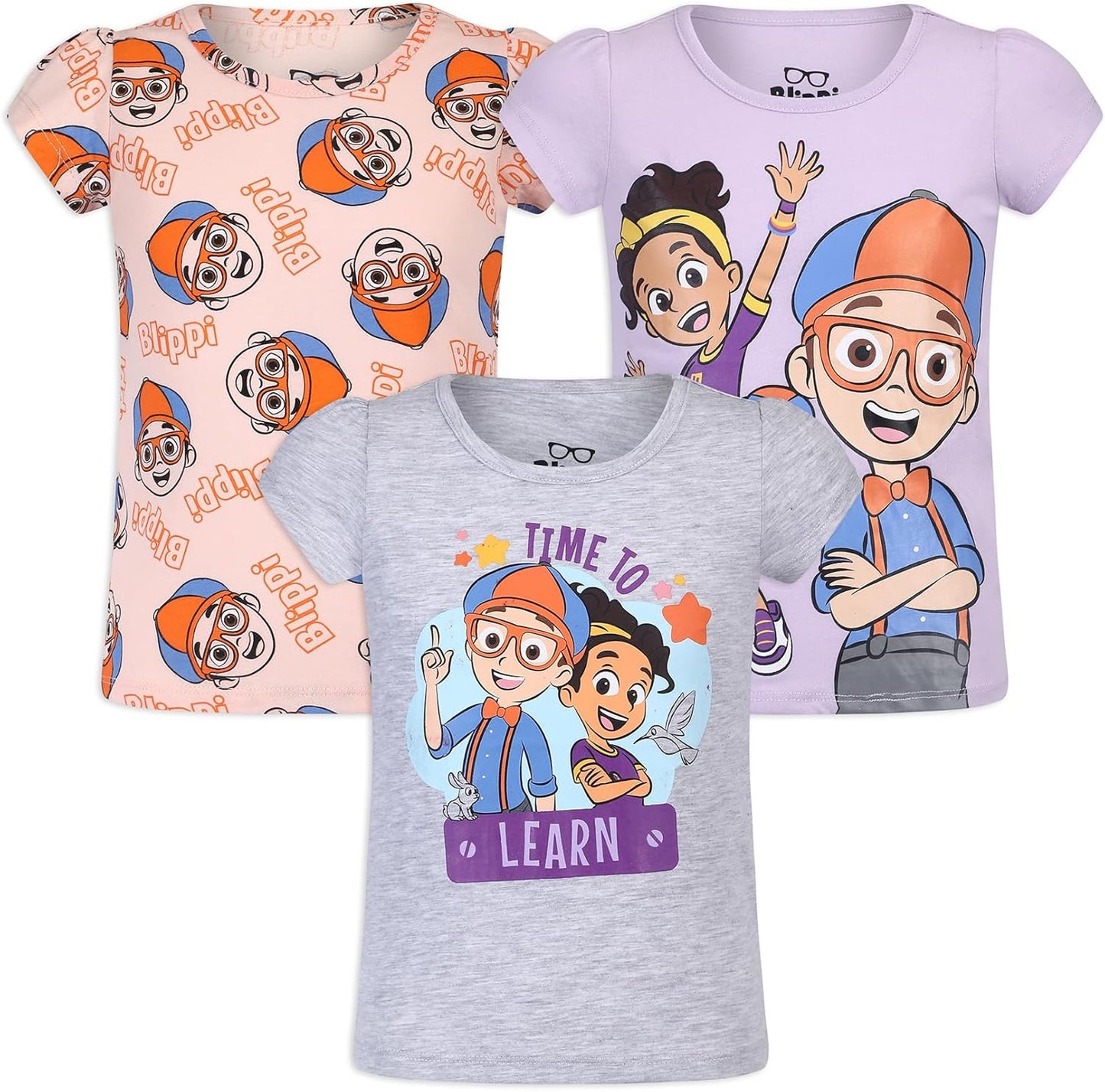 Blippi - Paquete de 3 camisetas de manga corta