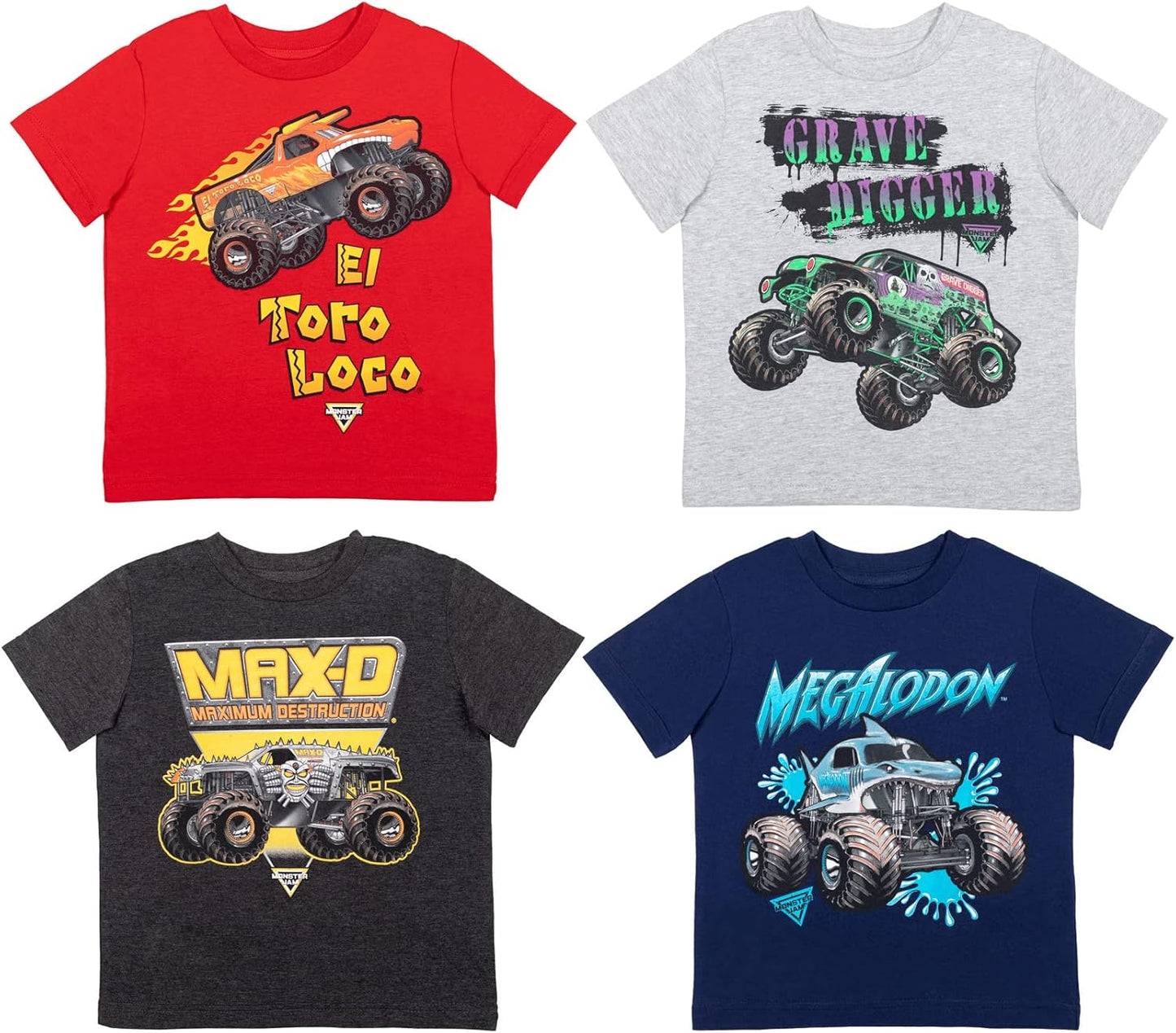 Monster Jam - Paquete de 4 camisetas gráficas