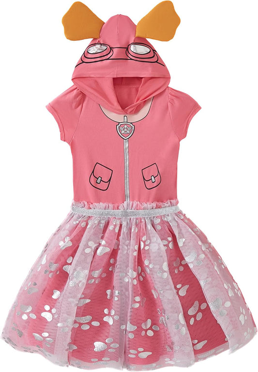 Paw Patrol Nickelodeon - Vestido de tul con capucha y orejas