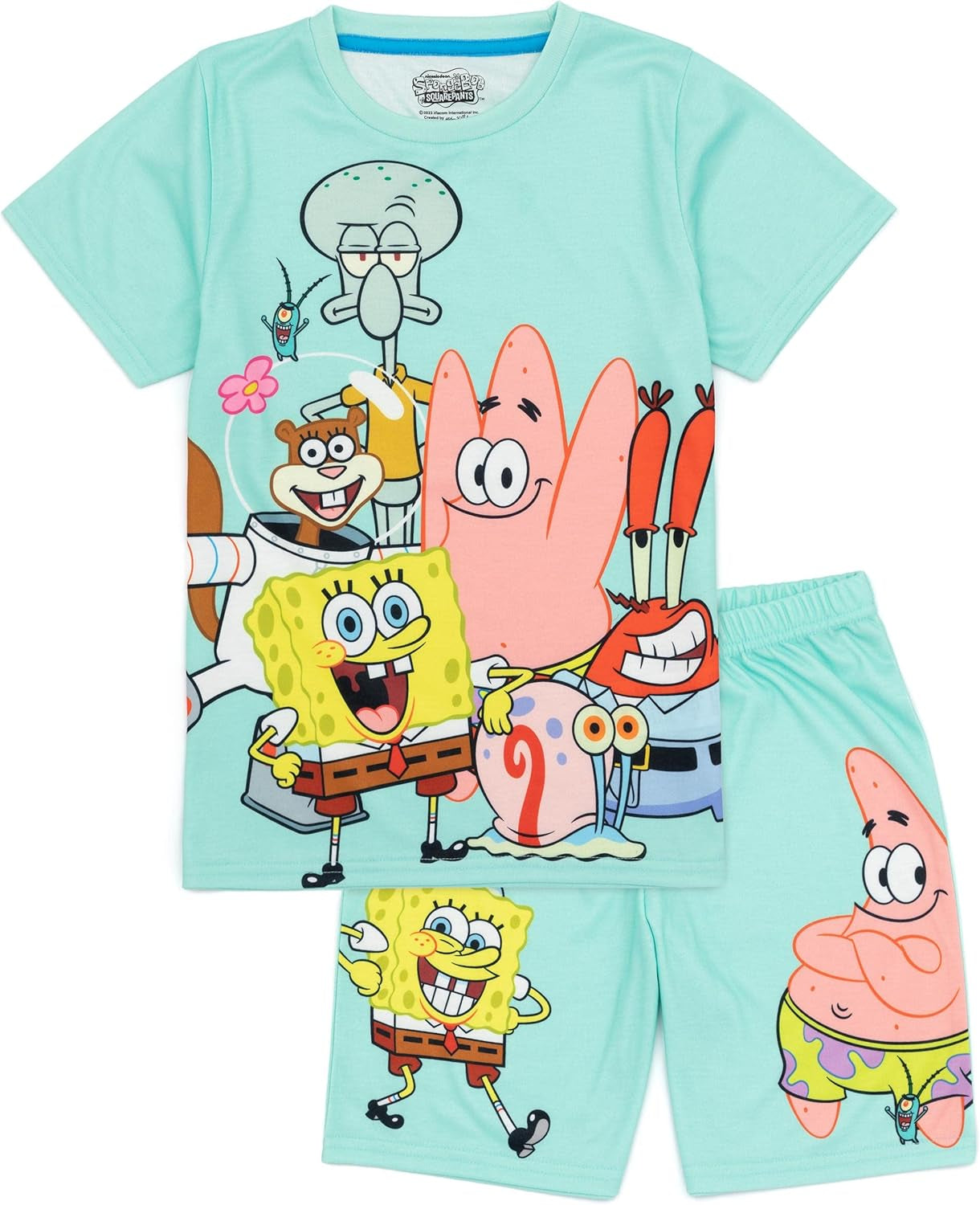 Bob Esponja Camiseta y pantalones cortos azules de manga corta