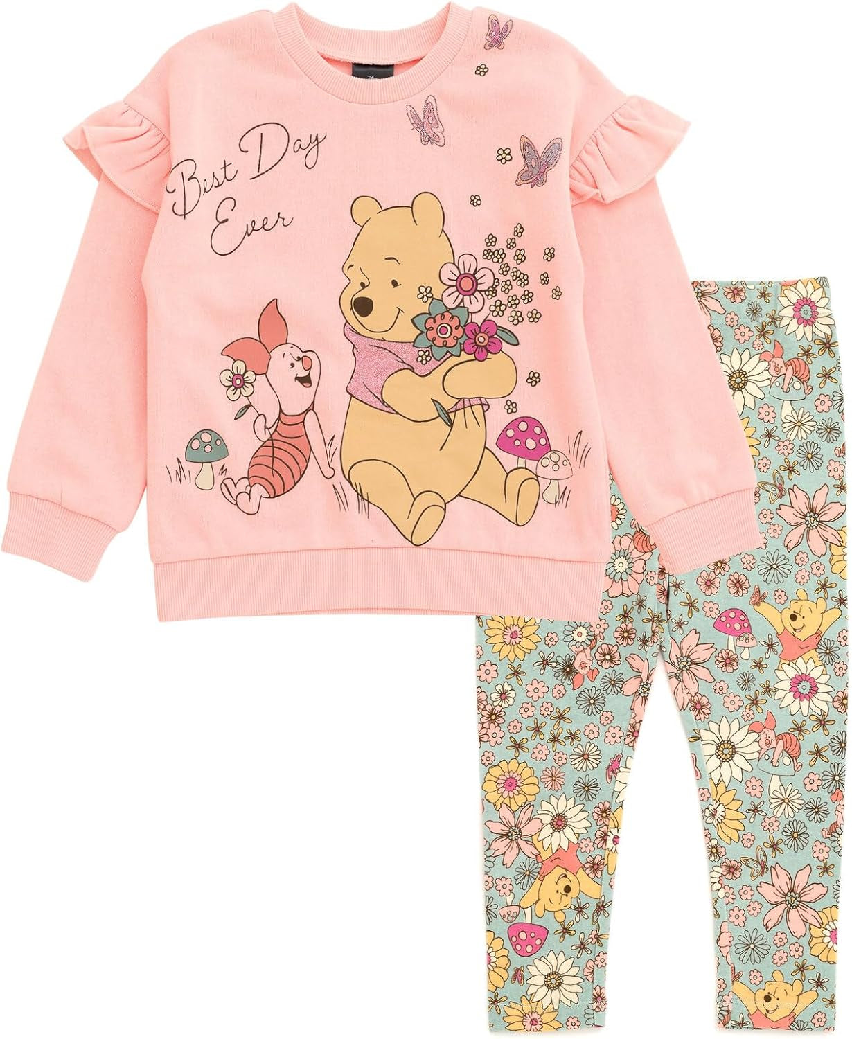 Disney Conjunto de sudadera y leggings florales Winnie the Pooh