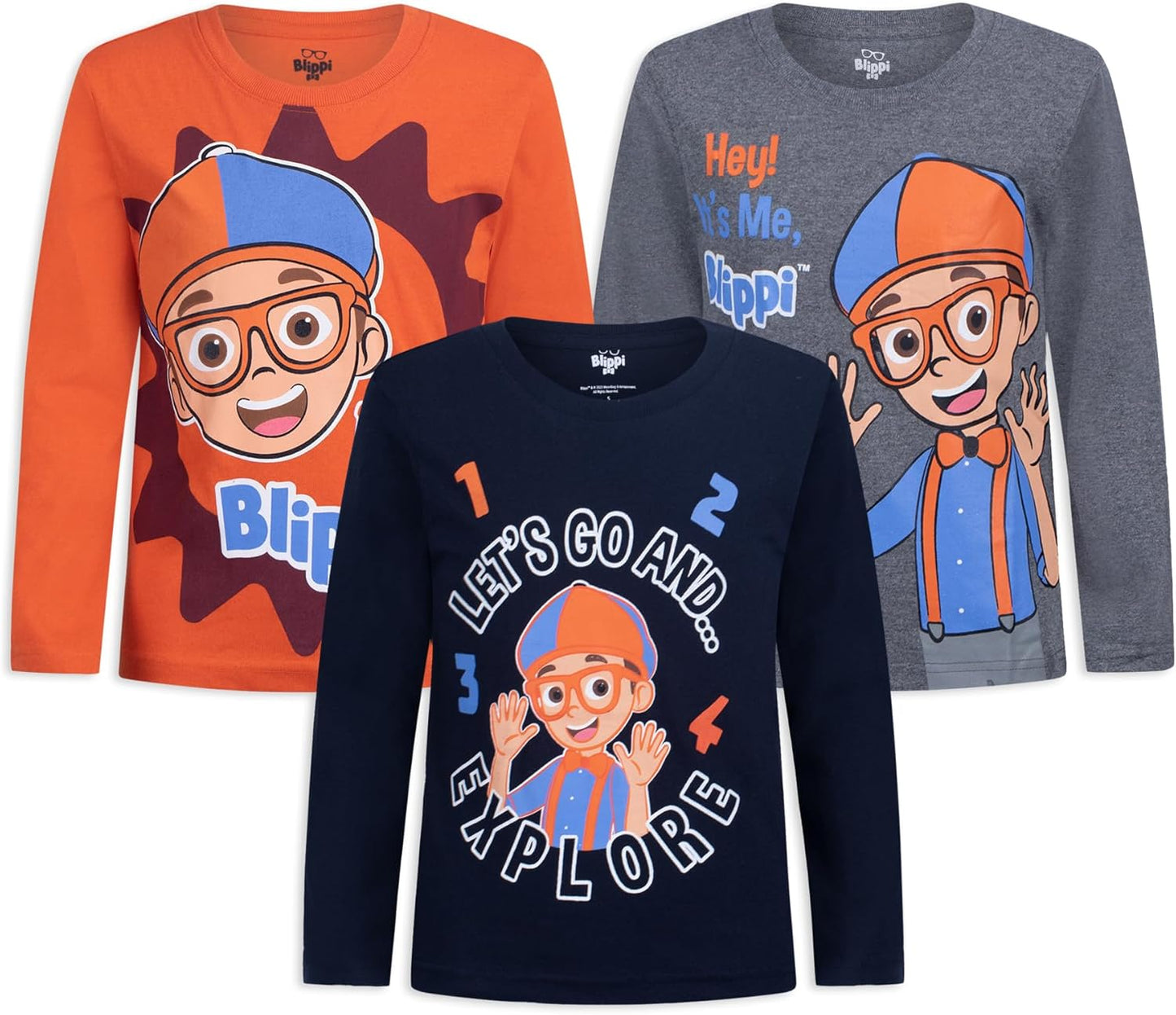 Blippi Paquete de 3 camisetas de manga larga