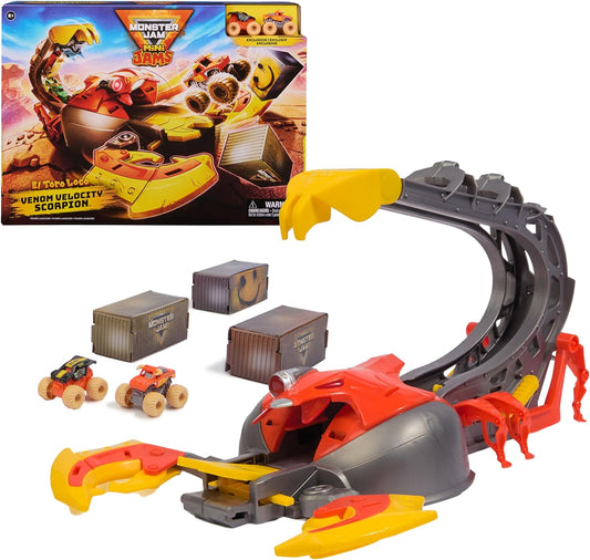 Monster Jam Mini juego de El Toro Loco Venom Velocity Scorpion, 2 exclusivos camiones El Toro Loco y Max-D Monster Truck