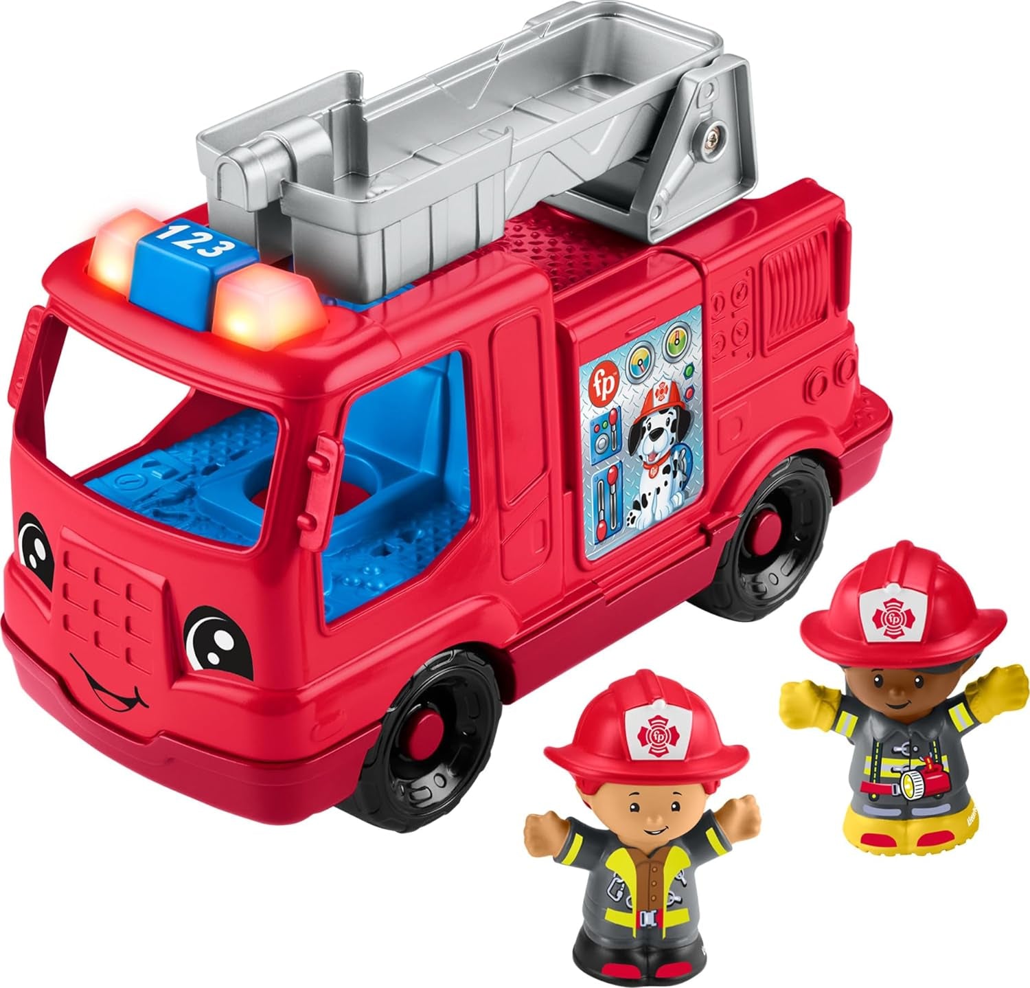 Fisher-Price Little People - Camión de bomberos de juguete musical con 2 figuras