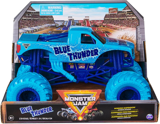 Monster Jam, Camión monstruo oficial Blue Thunder, vehículo de colección fundido a presión, escala 1:24