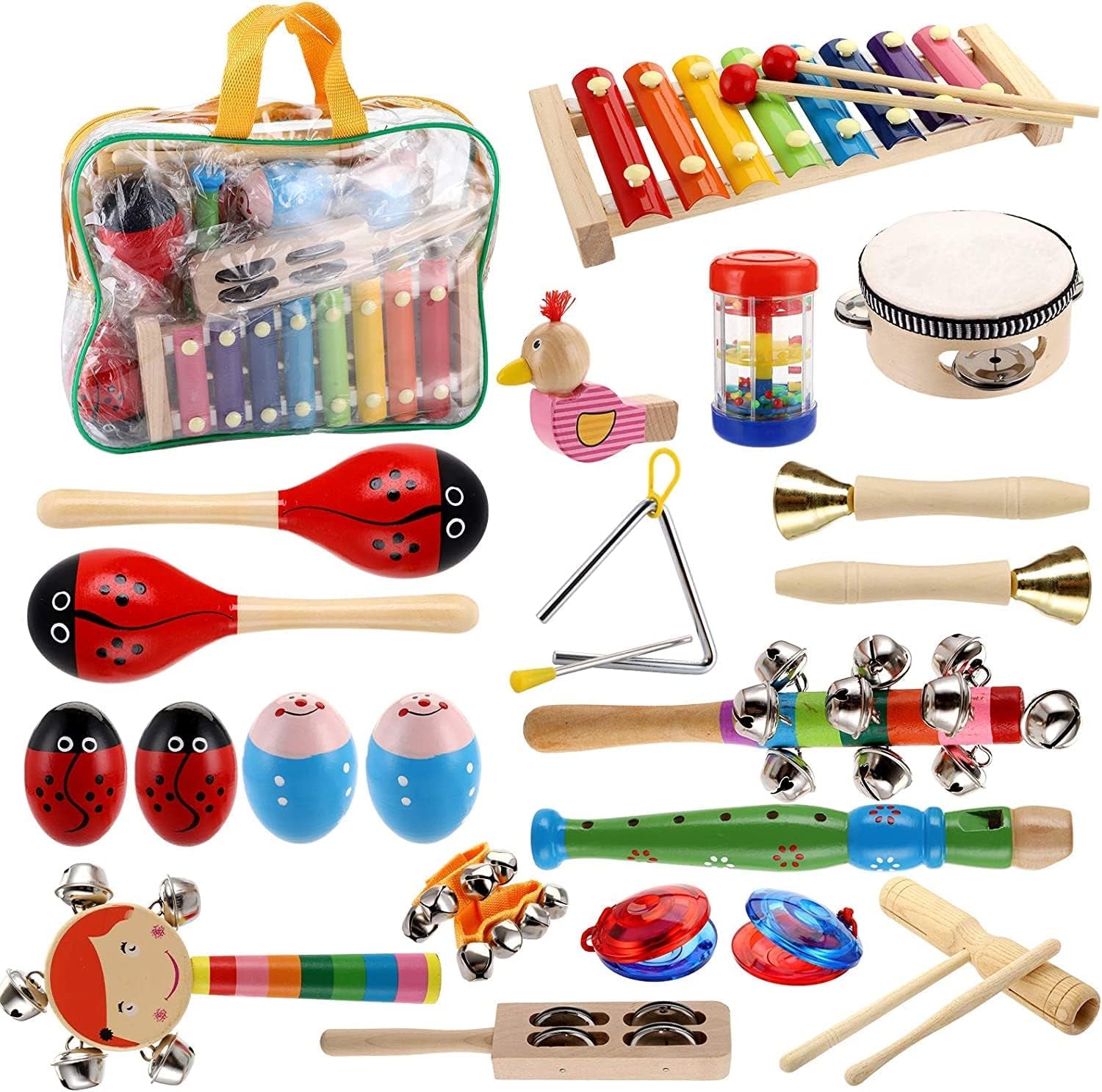 Instrumentos musicales para niños pequeños, instrumentos de percusión de madera, juguetes de educación musical para ritmo de bebé, juego para preescolar, aprendizaje temprano