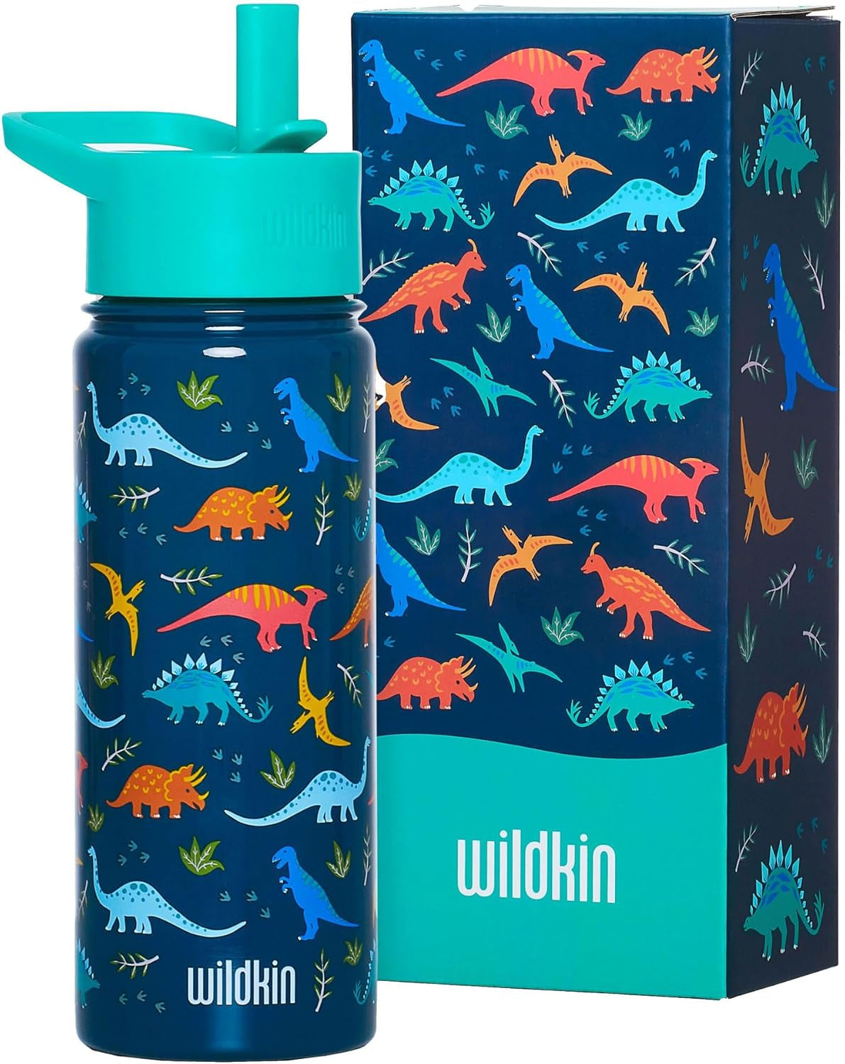 Wildkin Botella de agua reutilizable de acero inoxidable dinosaurios